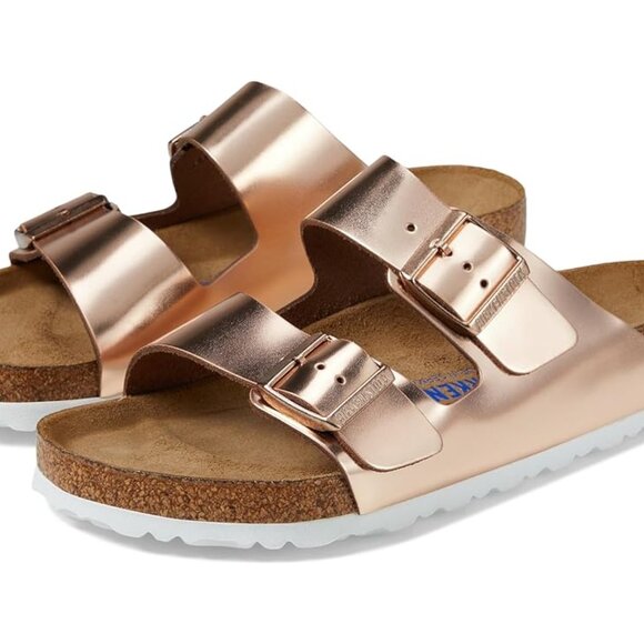 Birkenstock Metallic Rose Gold Sandals, Size 39, EUC. - Picture 1 of 12